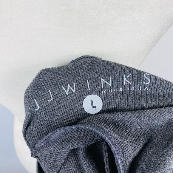 JJ Winks Size Large Sweet Dreams Ribbed Flutter Sleeve Lounge Top Gray - Picture 5 of 7